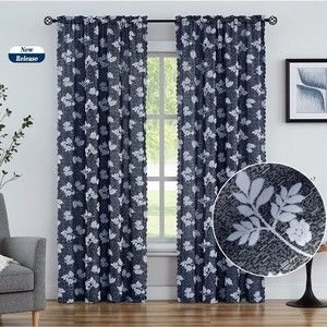 Floral Semi Sheer Curtains 2 Panels 40×95